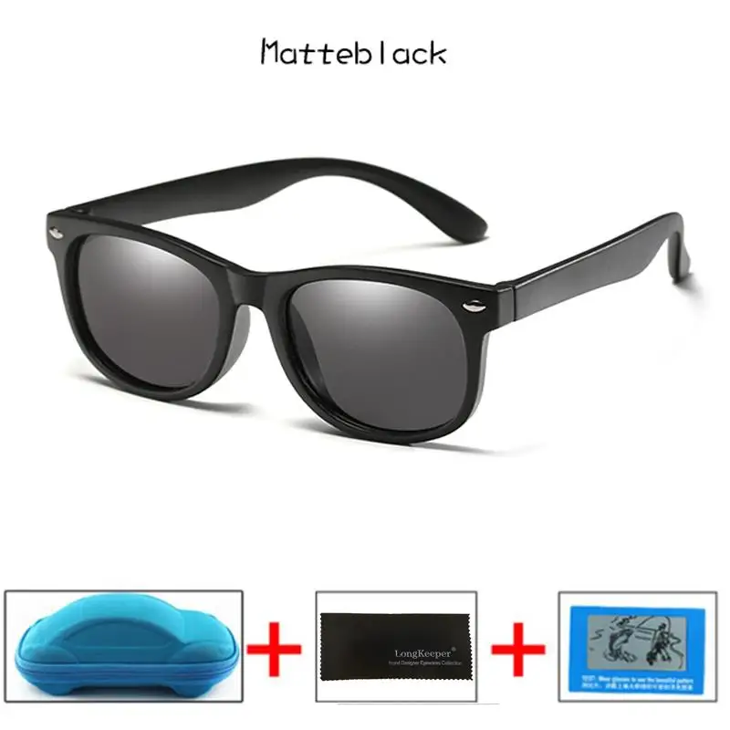 Поляризационные детские солнцезащитные очки longkeader для мальчиков и девочек, небьющиеся Защитные солнцезащитные очки TR90 UV400 очки с коробками - Цвет линз: Sand Black