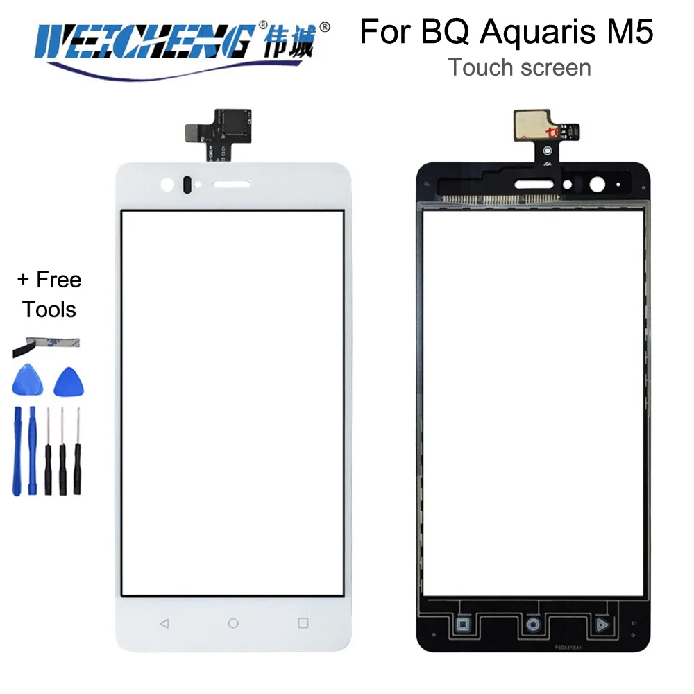 WEICHENG negro/blanco para BQ Aquaris M5 pantalla tatil внешняя панель для цифровой печати