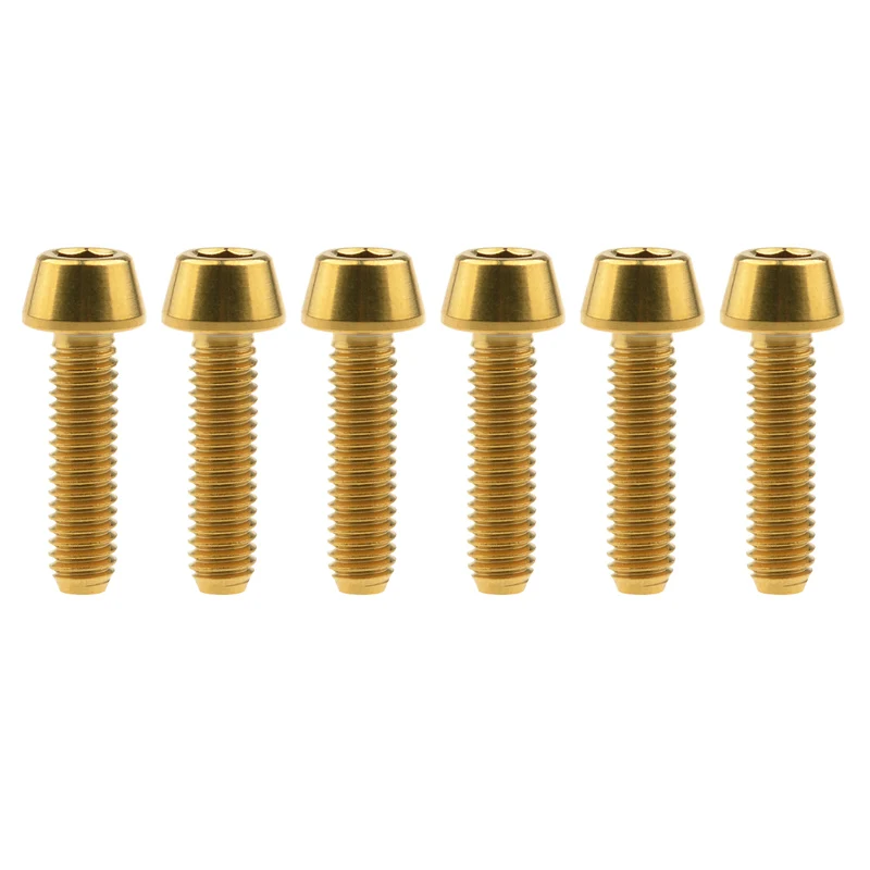 

6Pcs M4X8 12 15 20mm Titanium Bolt Taper Head Inner Hexagon Screw Bicycle Cycling Parts Fastener