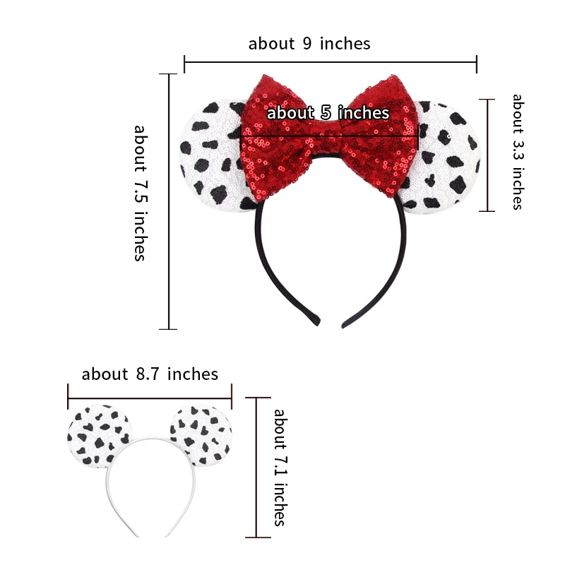 Mickey Mouse Ears Headband Cartoon Sequins 5" Bow Headwear Girls Children Festival Party DIY Hair Accessories