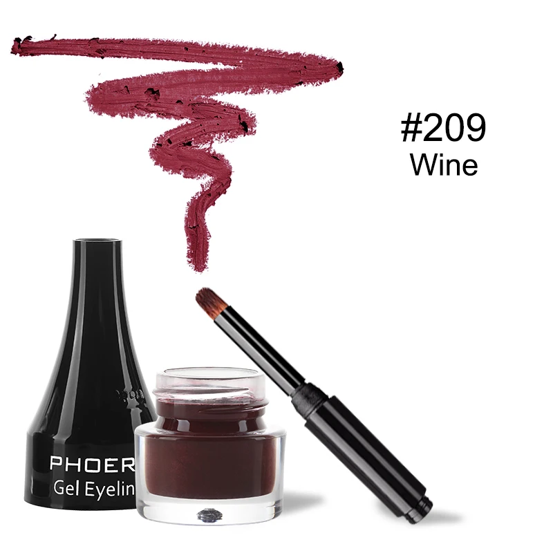 PHOERA Black Eyeliner Waterproof Colorful Gel Eye Liner Pencil Sweat-proof Liquid Makeup Cosmetics 10 Color Make up Tools TSLM1