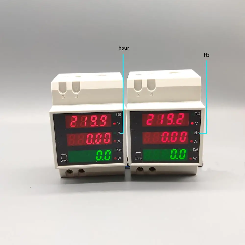Din рейка светодиодный AC 80 300V 0 100.0A Вольтметр Амперметр Дисплей Активная мощность и