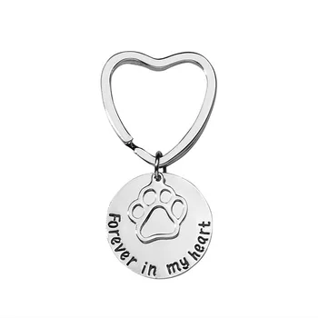 

Hand Stamped Porte Clef Forever In My Heart Brelok Suit Keychain Footprint Bag Charms Keyring Silver Keytag Pendant Accessories