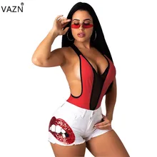 VAZN высокое качество возраст снижение Повседневная Женская спелая расшитая блестками Джинсовая Джокер простой обтягивающий комбинезон джинсовые короткие штаны PN6183