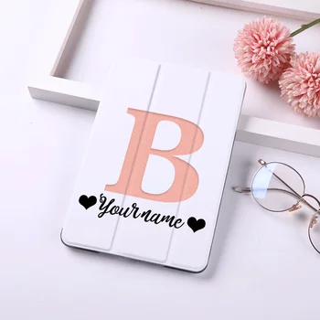 

Custom Name PC Hard Tablet iPad Case for Apple iPad 9.7 2017 2018 fundas Fold Stand White Painted cover capa bag for Air 1 2