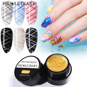 

NICOLE DIARY 5ml Wire Drawing Gel Nail Polish Elastic Drawing Gold Silver Line Gel Varnishes Nail Art Soak Off Gel Polish