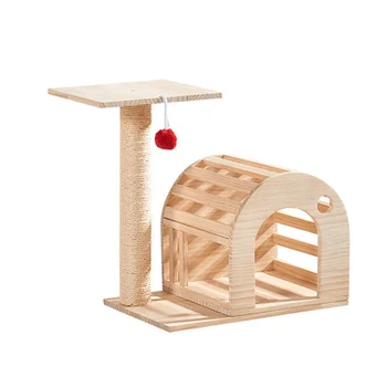 

Solid wood cat climbing frame cat litter scratch board sisal grab column jumping platform pet house four seasons supplies