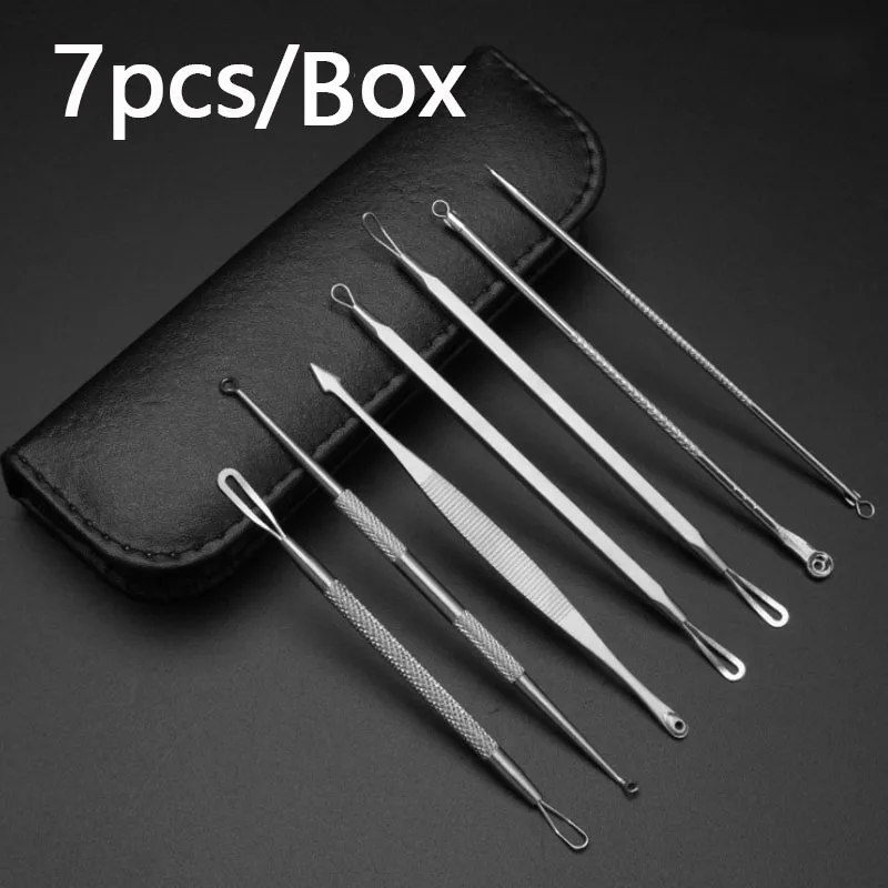 Stainless Steel Blackhead Remover Tool Kit Acne Removal Needles Cleaner Tweezers Pimple Blemish Extractor Face Skin Care Beauty