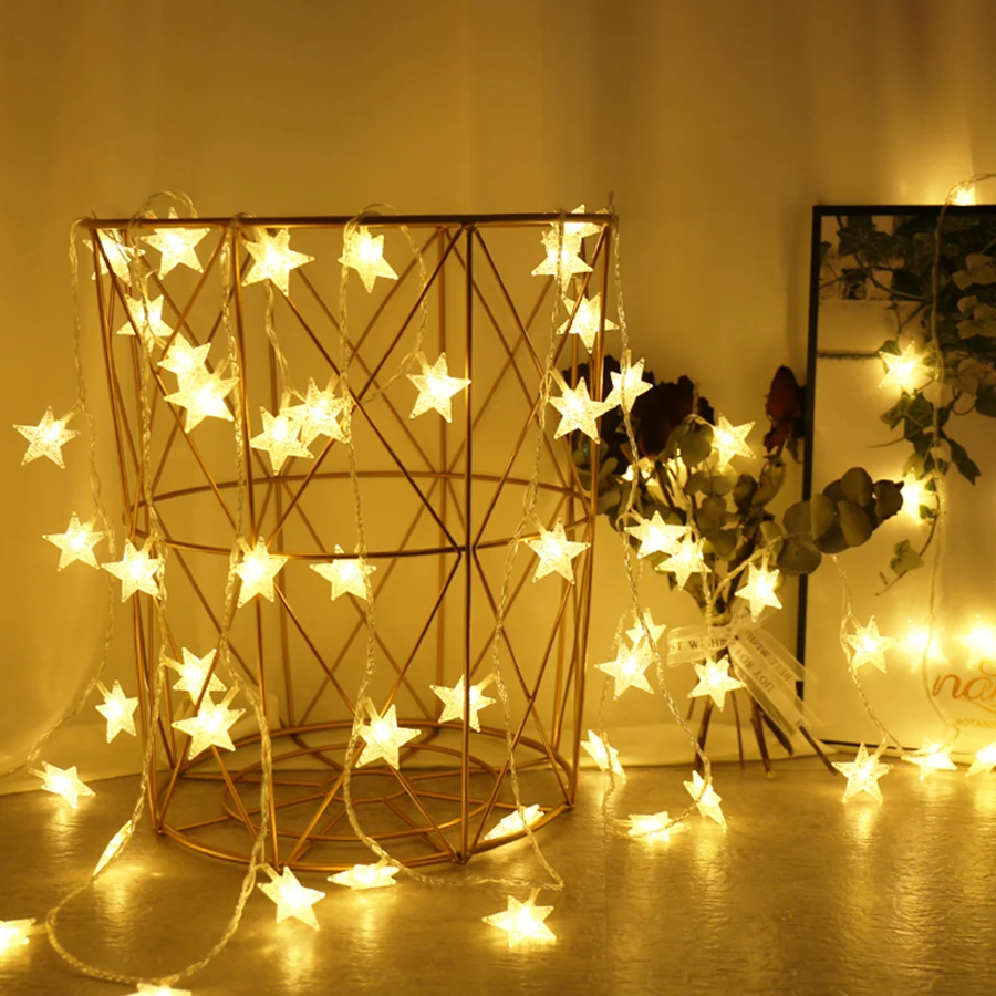 

Thrisdar 10/20/40/80 LED Christmas Star Fairy Garlands Light Battery/USB Powered Party New Year Wedding Fairy Star String Light