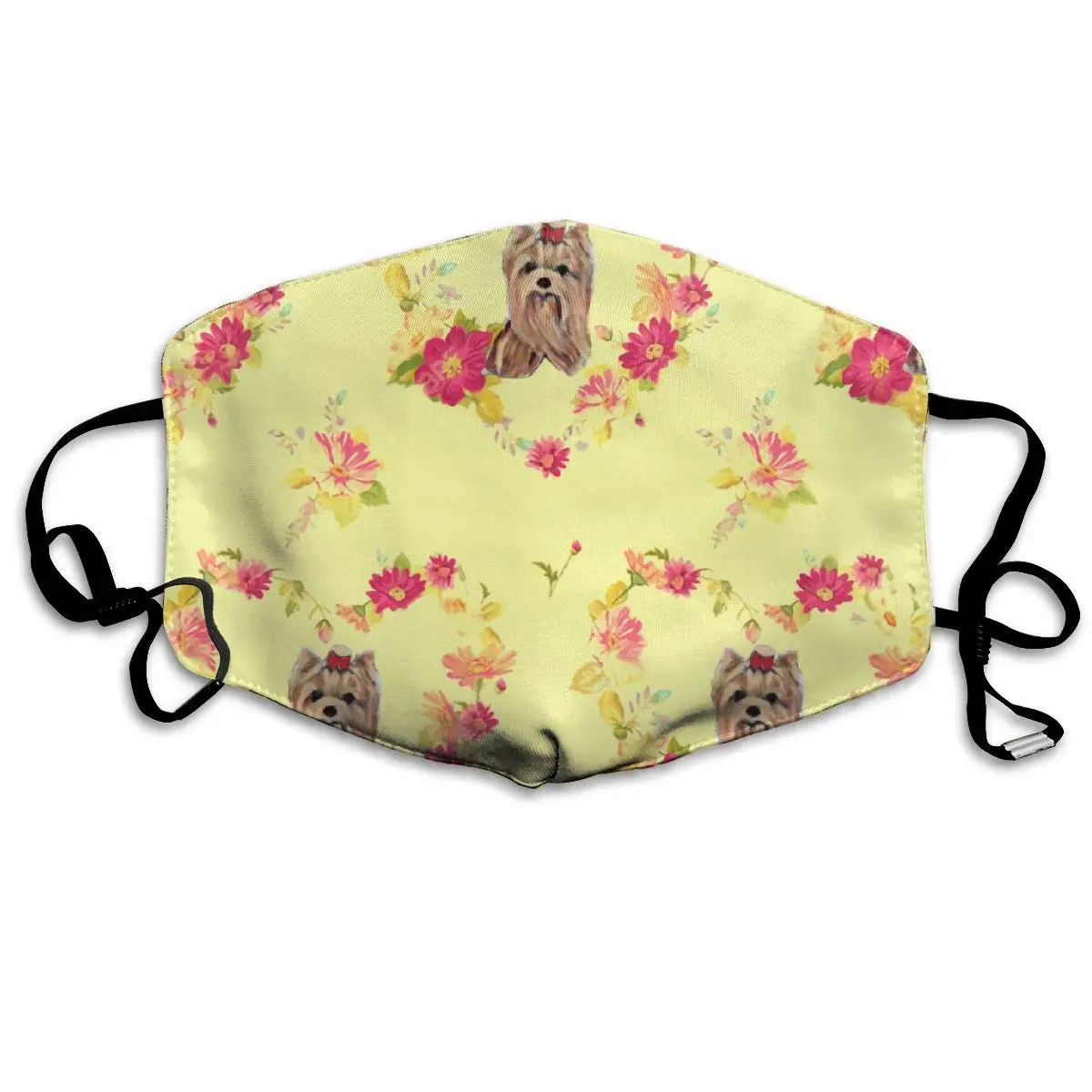 

Yorkie Flower Heart Yellow Washable Reusable Mask, Cotton Anti Dust Half Face Mouth Mask For Kids Teens Men Women With