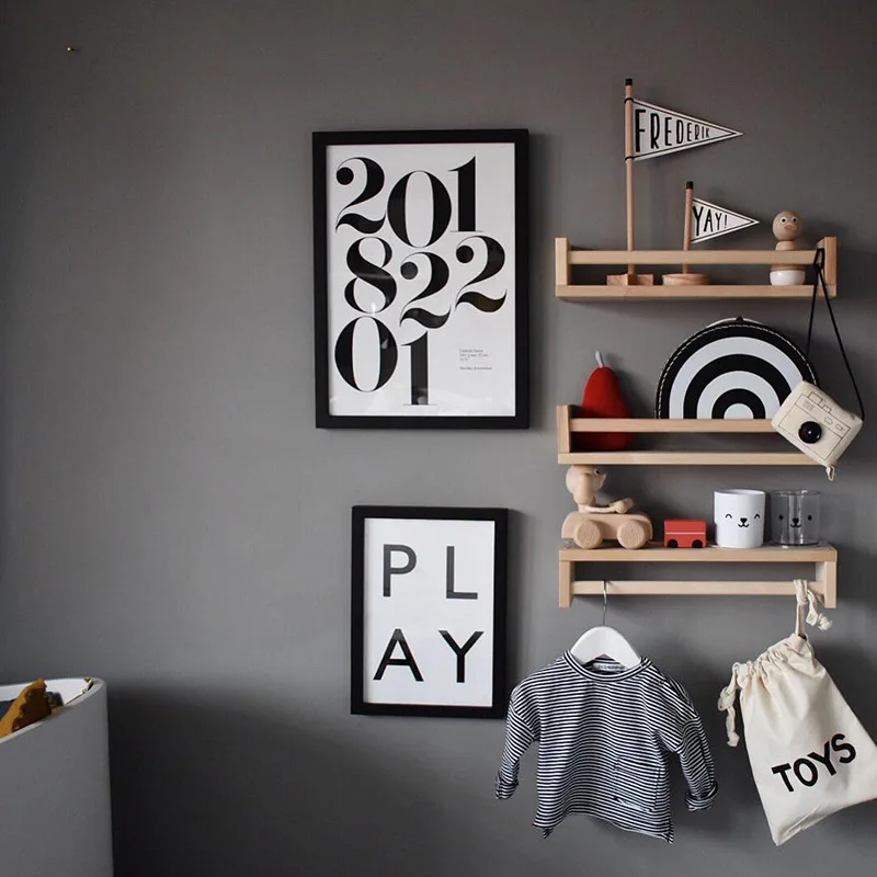 

Wall Storage Rack Partition Shelf Living Room TV Wall Hanging Decoration Frame Bedroom Wall Creative Solid Wood Shelf