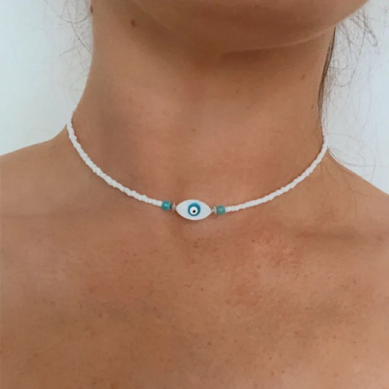 Beaded Chokers,Danity Choker, Trendy Jewelry, Beach Vibe, Choker, Bohemian Jewelry, Evil Eye Protection, - Image 4