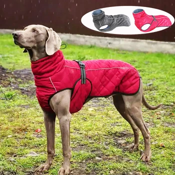 

Dog Outdoor Jacket Waterproof Reflective Pet Coat Vest Winter Warm Cotton Dogs Clothing for Large Middle Dogs Labrador