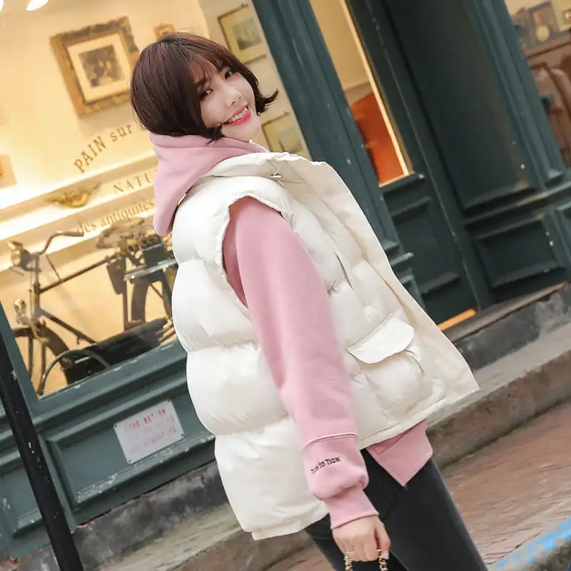 

New Sleeveless Waistcoat Stand Collar Vest Jacket Female Down Cotton Short Vest Women Winter Parkas Casual Women Vest Coat C5763