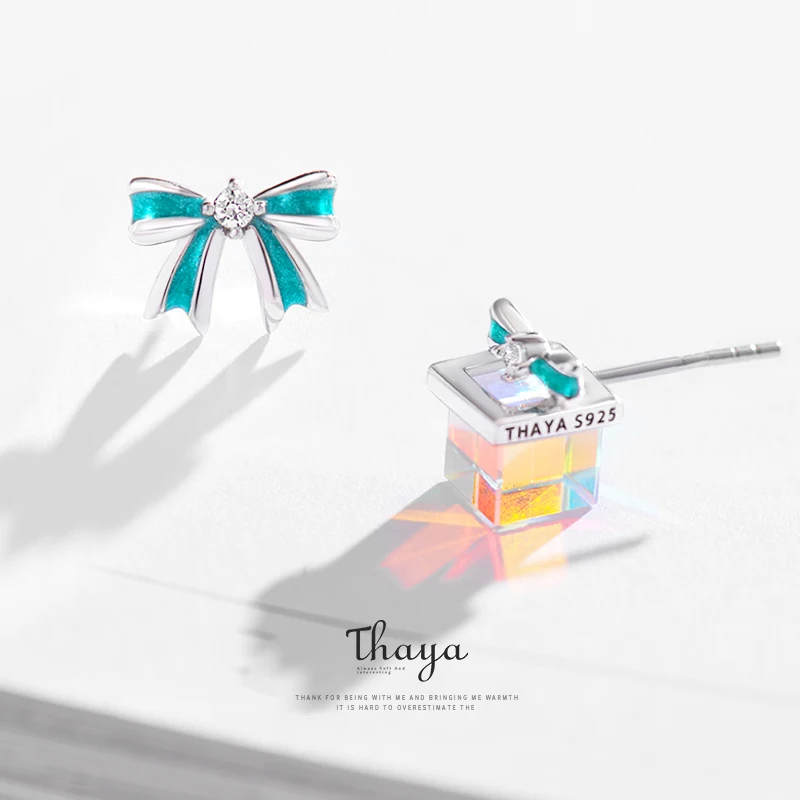Baratos Pendiente de regalo Thaya Color claro arco plata 925 pendiente de prisma de Color interesante Bohemia para mujer joyería de diseño especial
