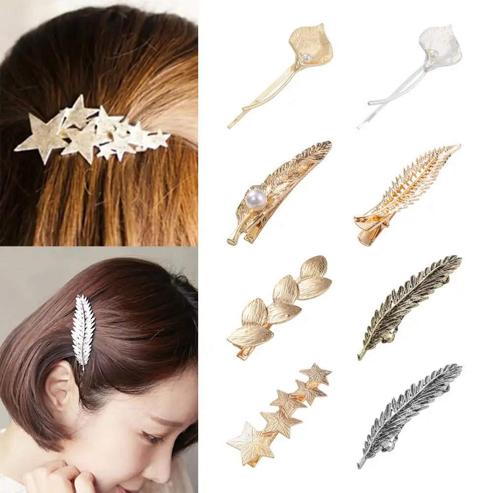 Tool Leaf Shape Hair Clip Hairgrip Pearl Starfish Hairpins Feather Barrettes