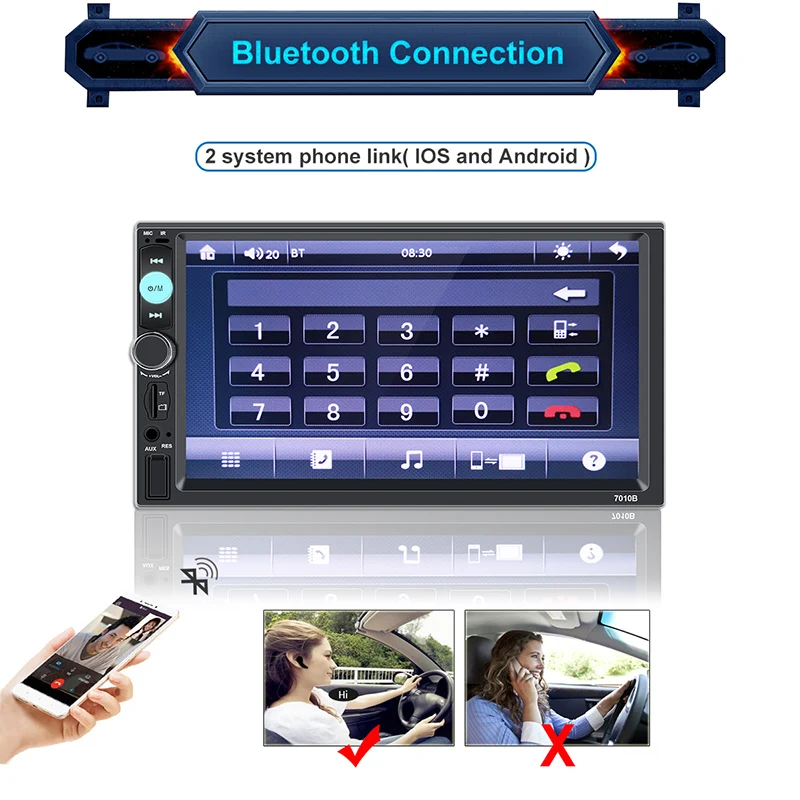 2 Din Автомобильный Радио 7 дюймов Сенсорный экран Bluetooth Авто Радио устройств на базе Android и ios Зеркало Ссылка заднего вида Камера автомобильный мультимедийный плеер