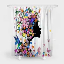 АФРИКАНСКАЯ ДЕВУШКА занавески для душа 3D принт бабочка цветок водонепроницаемый для ванной шторы с крючками полиэстер 180x200 см для ванной комнаты