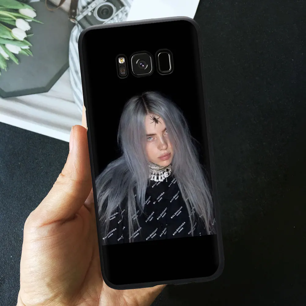 Billie Eilish наклейки не улыбаются на меня мультфильм Бисер для украшения для samsung S7 S7 Edge A6 S10 S8 S9 Plus Мягкий ТПУ силиконовый чехол - Цвет: TPU A1202