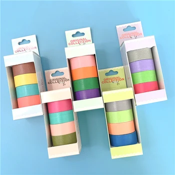 

4pcs/lot Cute Candy colour ribbon paper tape High quality Adhesive Tape Multifunction