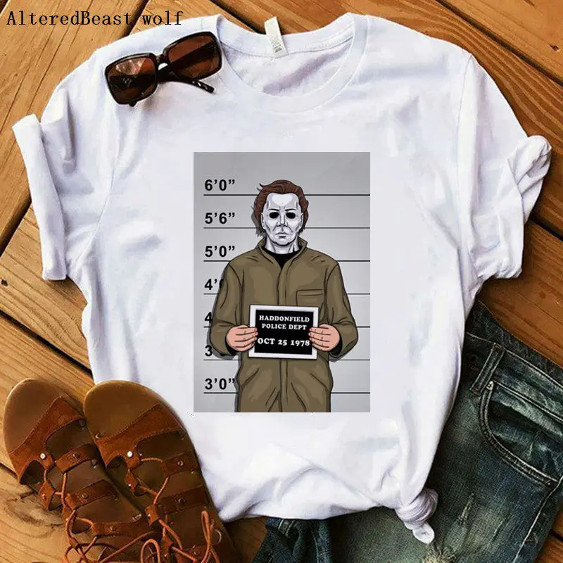 Летняя модная футболка в стиле Харадзюку для друзей на Хеллоуин; женская футболка в стиле ужасов; женская Повседневная футболка с коротким рукавом; модная футболка; - Цвет: as picture