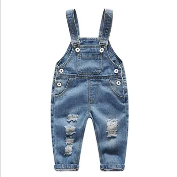 

80-105cm height new 2020 spring hole boys denim overall 1pc kids boy spring autumn bodyjump baby girl overall kids jeans