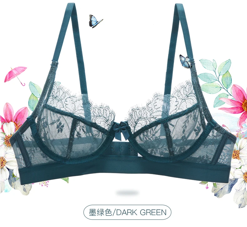 Autumn and Winter Ultra-thin Fully Transparent Sexy Lace Bra Lady Perspective Underwear Black Thin Bra