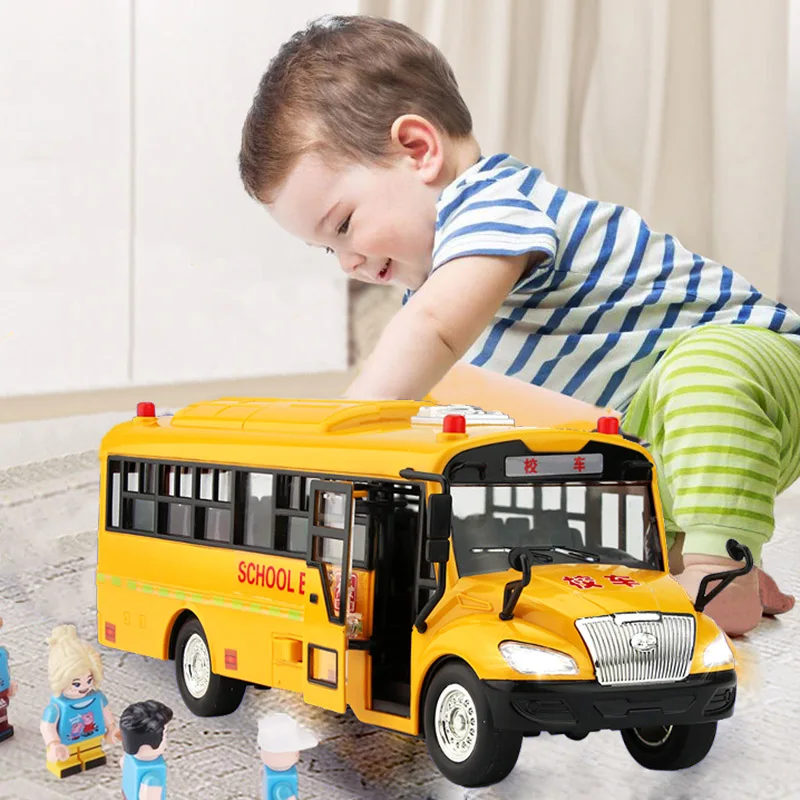 

High quality large school bus toy simulation bus tram inertia car with sound and light car model children gift