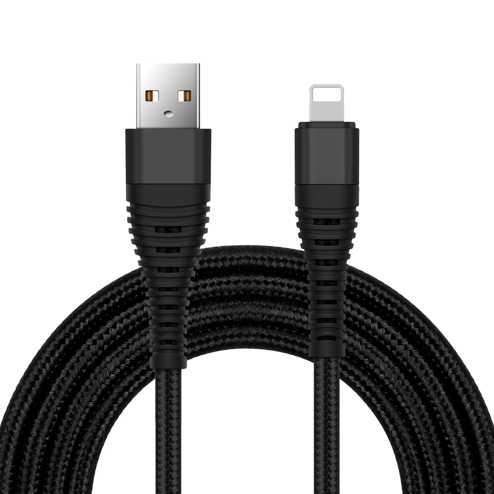 1-3 м сверхмощный Micro/IOS/type-C Плетеный 2A кабель для быстрой зарядки для samsung LG - Цвет: IOS(Black)