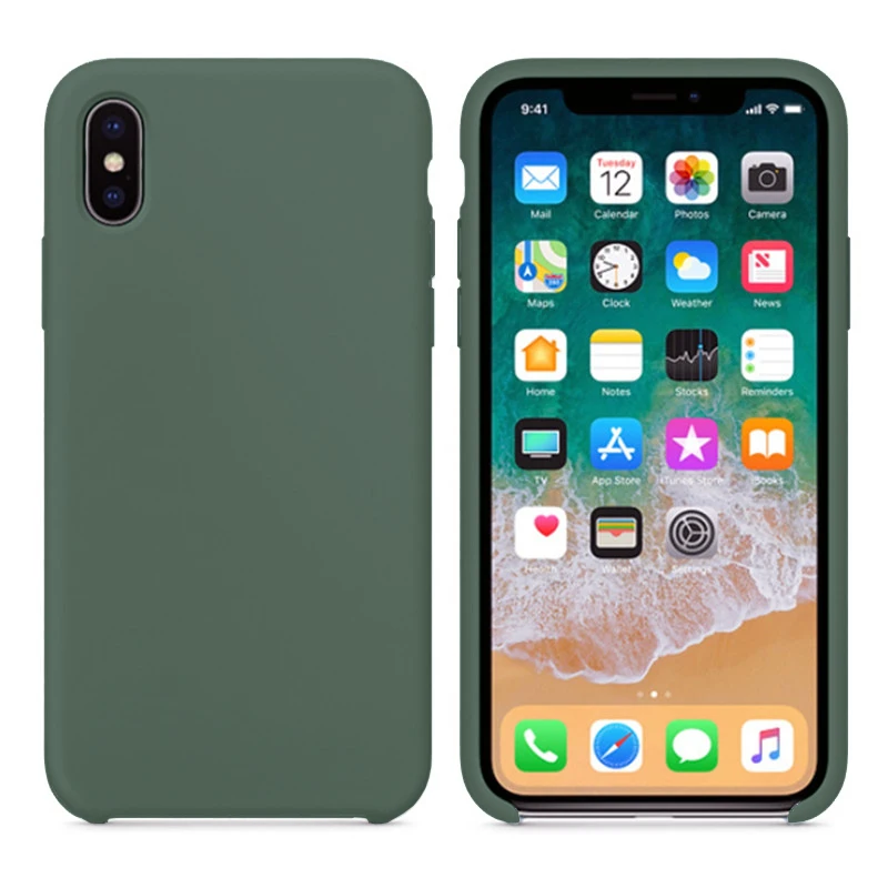 Роскошный официальный силиконовый чехол для телефона для iPhone 7 8 11 Pro MAX чехол для iPhone X XS AMX XR 6S 6 7 8 Plus чехол с логотипом - Цвет: 27 Pine needle green