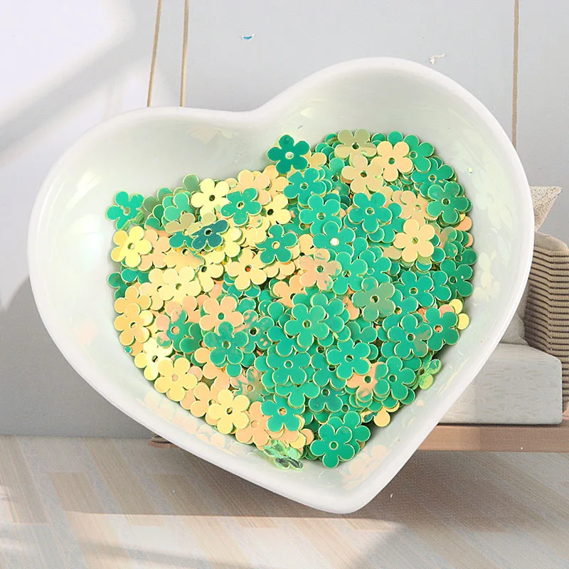 

100g/Lot PVC Glitters Golden Yellow Purple Paillette Flower Loose Sequins Flat Resin Beads DIY Craft Sewing for Wedding Party
