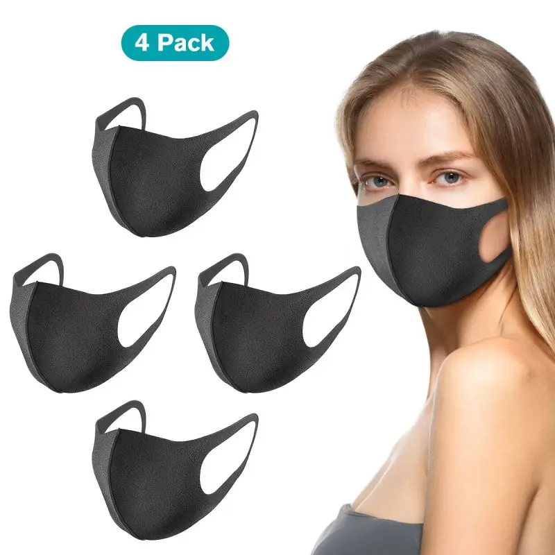 

4PCS Face Mask Sponge Dustproof Reusable Dust Mask Soft Elasticity Respirator Black Outdoor Particulates Protective Mask