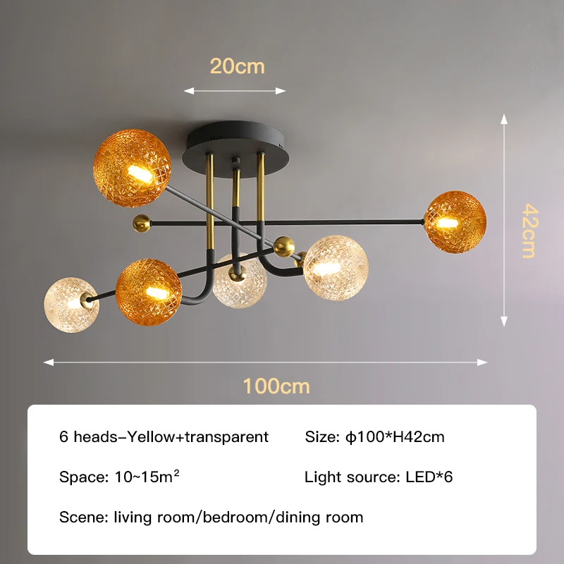 Nordic LED Chandelier For Living Room Bedroom Dining Room Kitchen Ceiling Pendant Lamp Black Retro Glass G9 Design Hanging Light flush mount chandelier Chandeliers