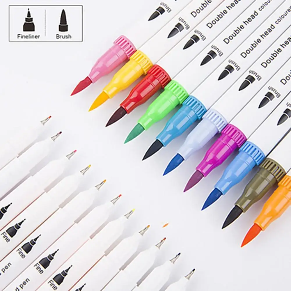

100pcs Colorful double head sketch markers fine-writing watercolor pen art marker double tip whiteboard marker
