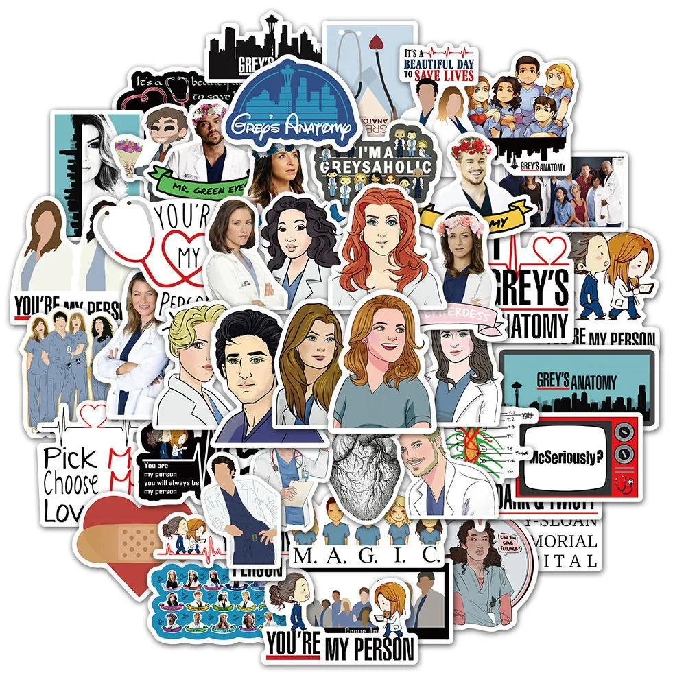 10/30/50pcs TV Show Greys Anatomy Graffiti Stickers Laptop Luggage ...