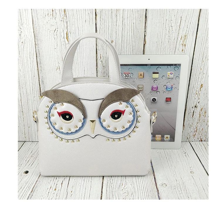 Cartoon Owl Pattern Handbag Women Bag Embroidery Rivet Tote Crossbody Bag Ladies Famous Designer Shell Shoulder Bag Personality