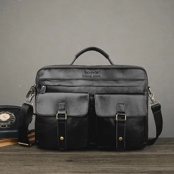 

Men's Bag Leather Tote Multilayer Men's Shoulder Bags Mens Leather Laptop Briefcase Messenger Crossbody Bags for Men Handbag