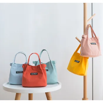 

Large Insulated Canvas Lunch Bag Picnic Camping Thermal Cooler Food Drink Cool Insulated Bag Portable Travel Bento Box Tote Bags