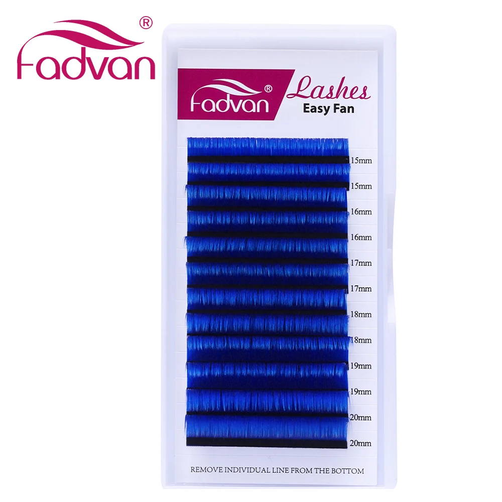 Fadvan długie 15-20mm łatwe obracanie makijaż rzęsy mieszane 8-14mm kolorowe sztuczne rzęsy rozszerzenia zielony/fioletowy/czerwony/niebieski kolor Lash