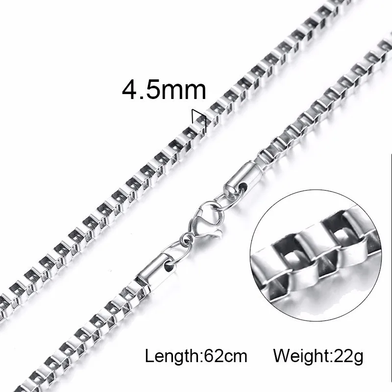 CUBE VENETIAN BOX CHAINS NECKLACES DELICATE SQUARE LINKS STAINLESS STEEL CHAINS 2MM 4.5MM NECKLACE FOR MEN WOMEN 18 TO 24 INCH - Image 3
