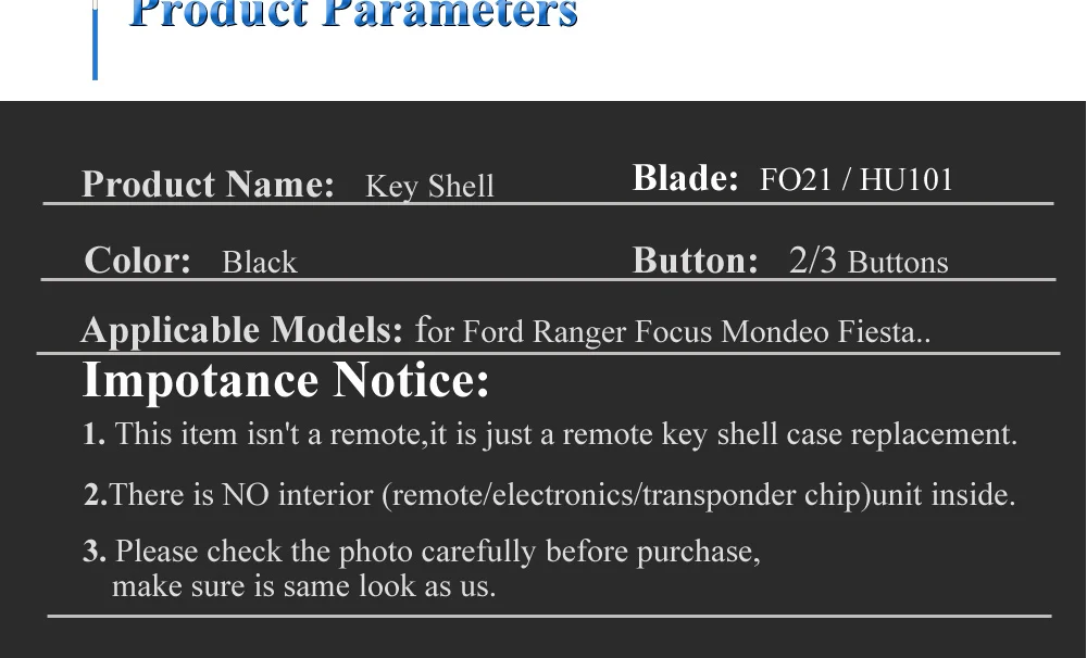 Keyforkess Flip pieghevole chiave a distanza Shell Car Key Cover 3 pulsanti per Ford Focus Mondeo Fiesta 2013 Fob custodia Auto con lama HU101 - H298700ee1869484fbb6c9798a86fb2a25