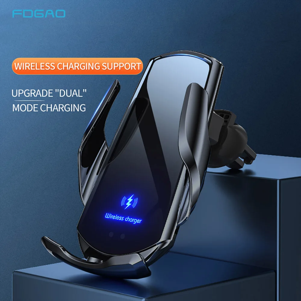 Automatic 15W Fast Car Wireless Charger for Samsung S21 S20 iPhone 12 Pro Max 11 XS XR Magnetic USB Infrared Sensor Phone Holder