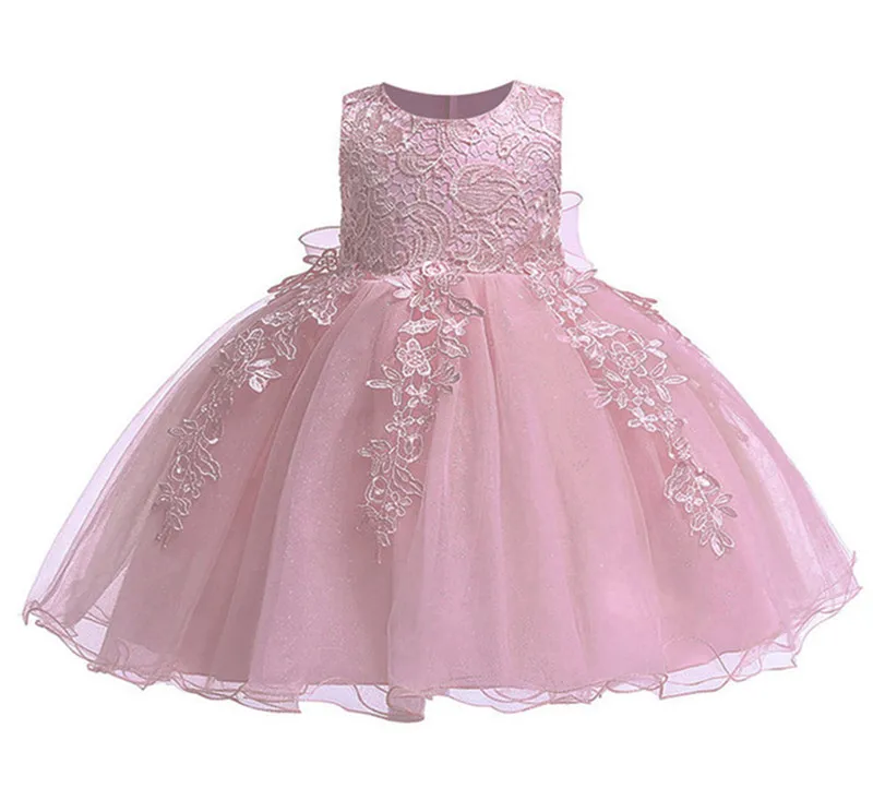 Платье для маленьких девочек; с бантом; Пышное кружевное платье; праздничное платье; Пышное Платье с бантом и лентой для волос - Цвет: Bean powder