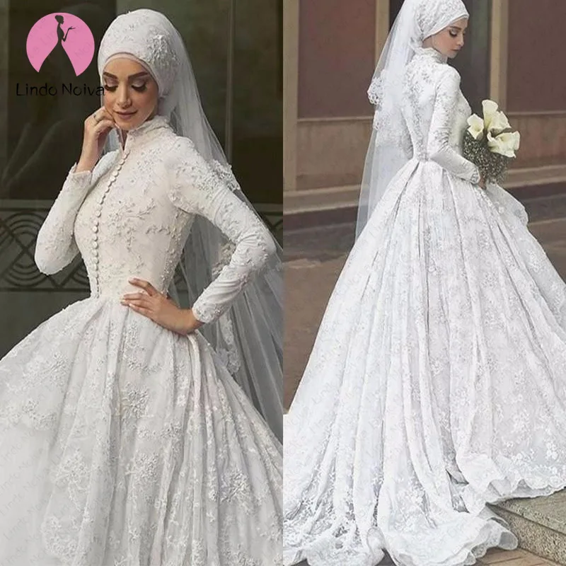 Vestidos De Noiva/Элегантные платья с длинными рукавами для свадьбы 2019 кружевное платье