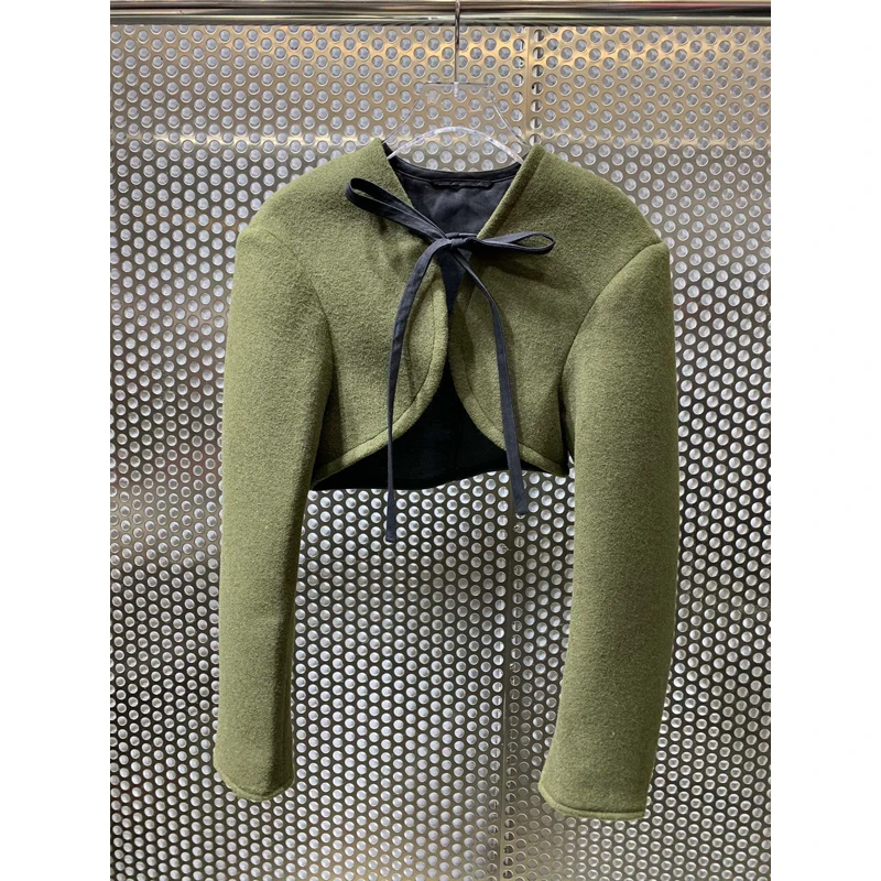 

Quality End 10.40 High 2021 New Women Lace-up Design Wool Shawl Coat Short Cloak Outerwear