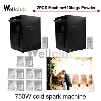 

2 PCS +10 bags Powder 750w 400W Cold Spark Wedding Flame Fountain Machine DMX And Remote Control Sparkular Firework Machine