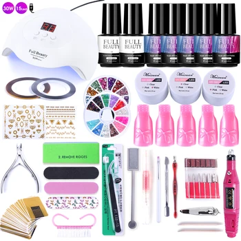 

Pro UV LED Lamp Nail Extension Gel Varnish Set Electric Manicure Machine Kit Nail Gems Line Sticker All Tool For Manicure BE1581