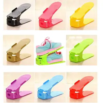 

New 8Pcs Adjustable Shoe Racks Storage, Plastic Shoe Slots Space Saver Shoe Organizer, Home Double Layer Rack Holder for Men or