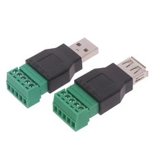 1 шт. USB Женский к винтовой разъем USB штекер с защитным разъемом USB2.0 Женский Джек USB Женский к винтовой клемме