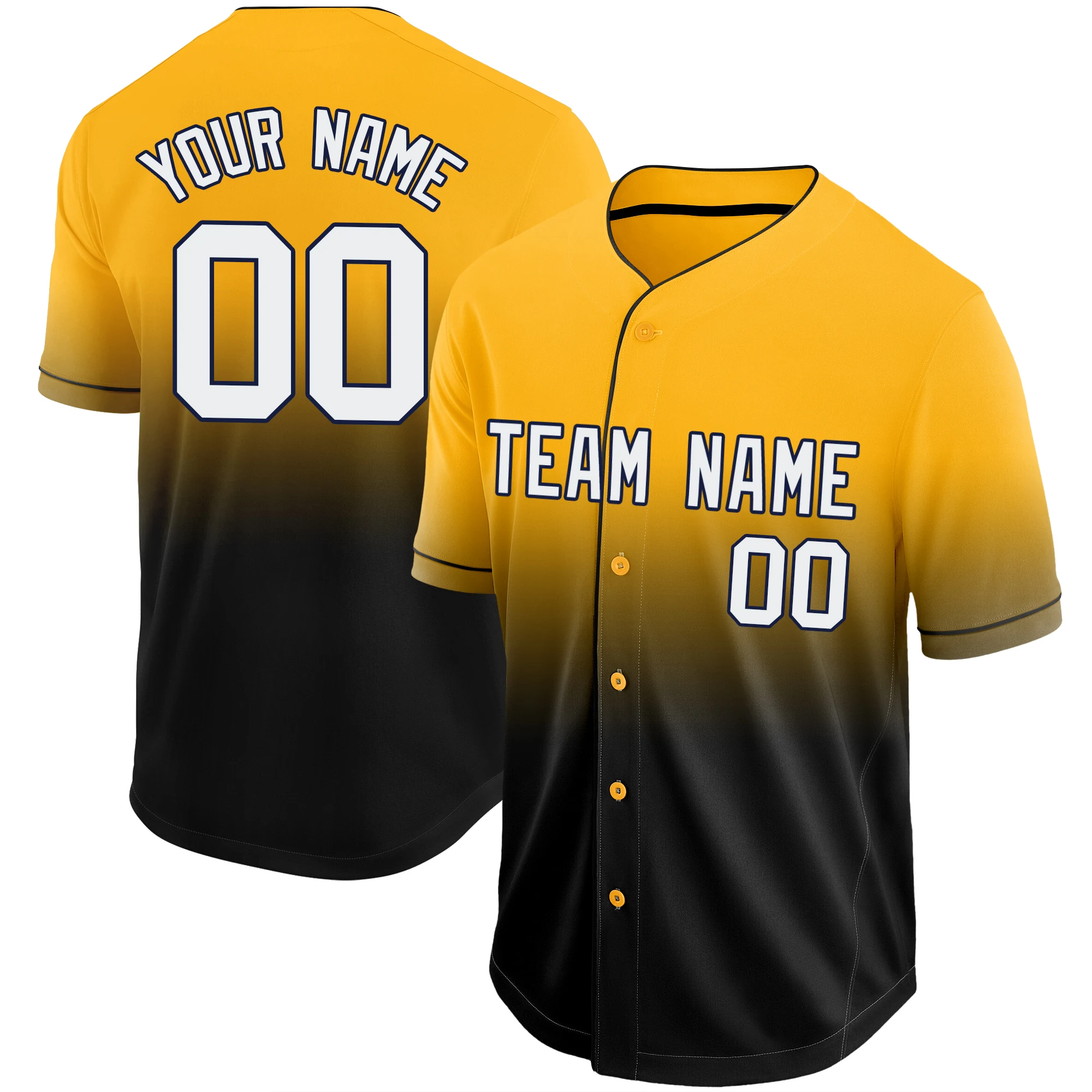 Baseball Jersey Short-Sleeve Cardigan Softball Sport Shirt Jersey Gradient Color Printing Design Team Name/Number Unisex